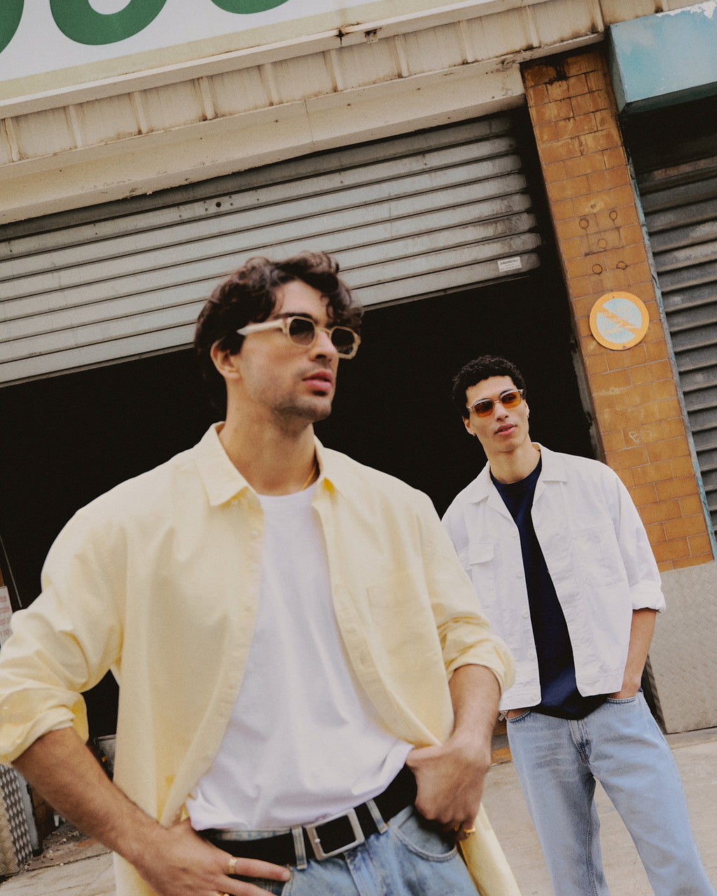 The Azio JF Colors Rectangular Men's Sunglasses in Cream