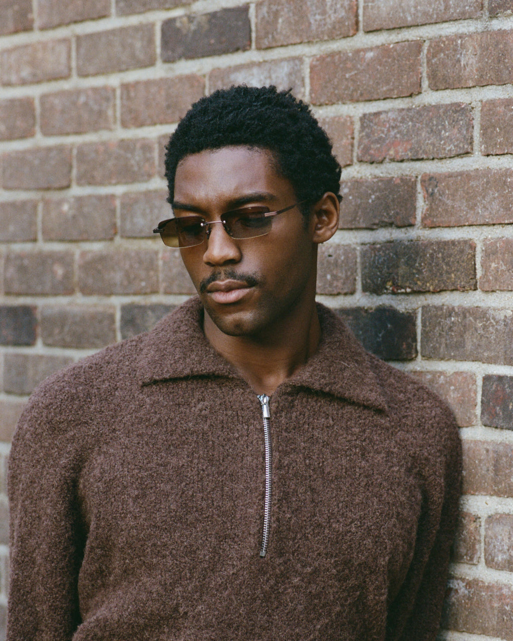 The Zany Rechteckig Herren-Sonnenbrillen in Braun