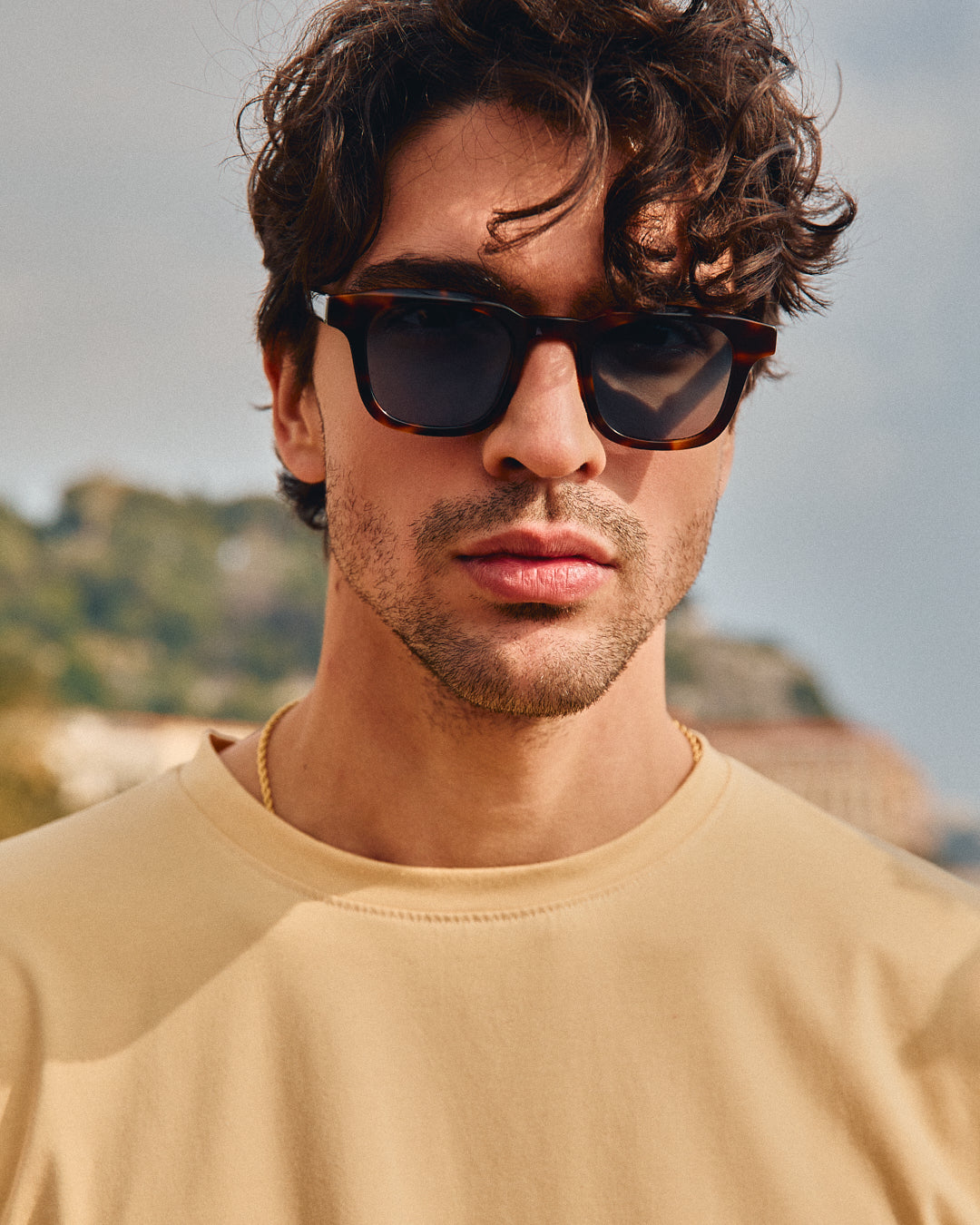 The Calvi JF Colors Rectangular Men's Sunglasses in Dark Tortoise