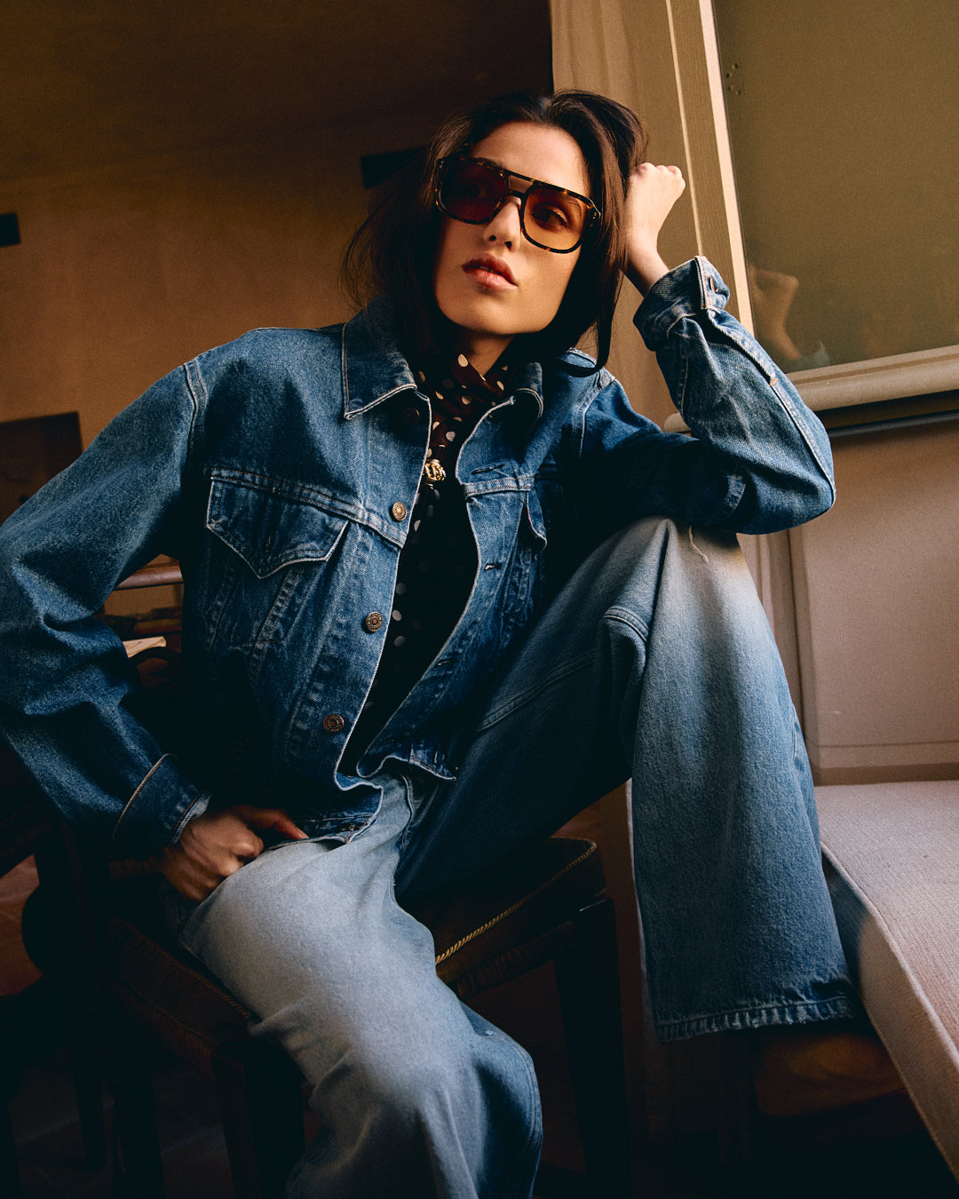 ユミムエ The Elma JF Colors Medium Women's Sunglasses in Yellow Tortoise