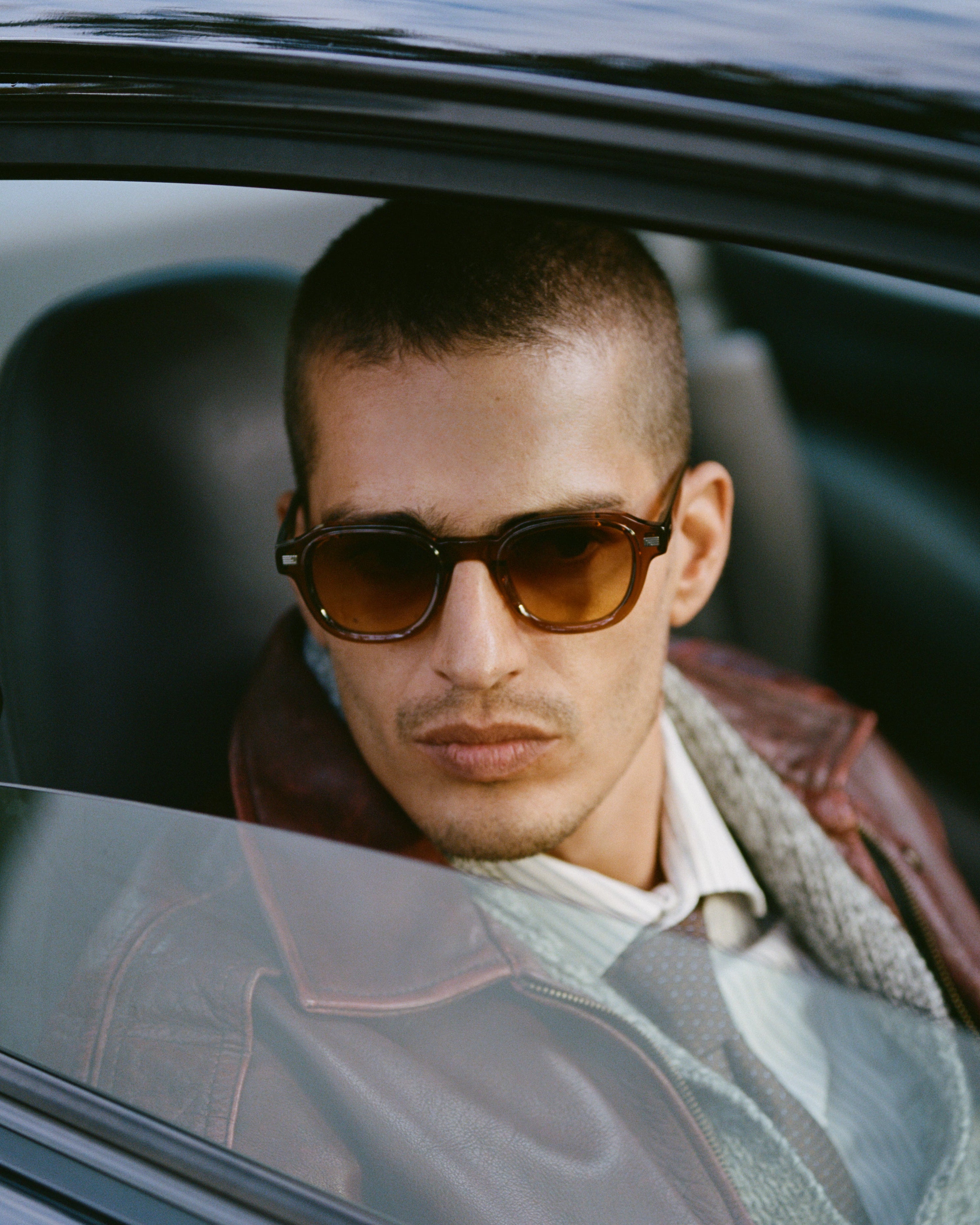 The Napoli JF Colors Square Men's Sunglasses in Brown