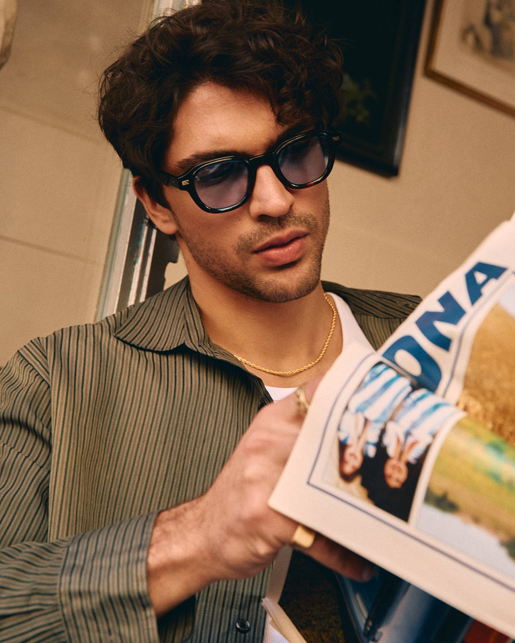 The Napoli Square Men's Sunglasses in Dark Tortoise