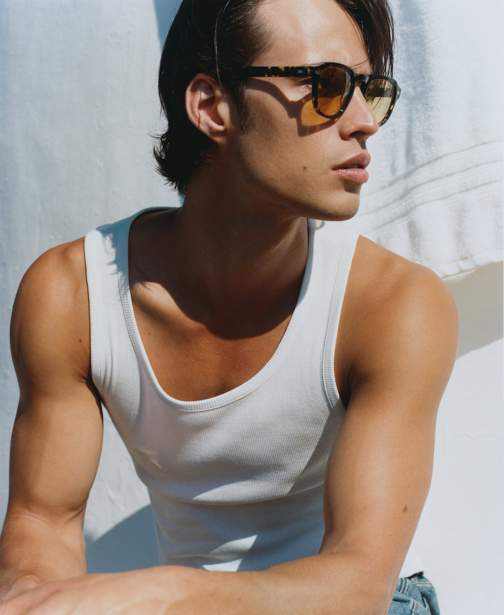 The Headlight Square Men's Sunglasses in Yellow Tortoise